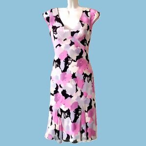 2P Ann Taylor 100% silk pastel chiffon midi dress